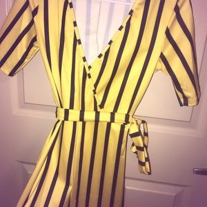 Yellow & Navy Romper w belt